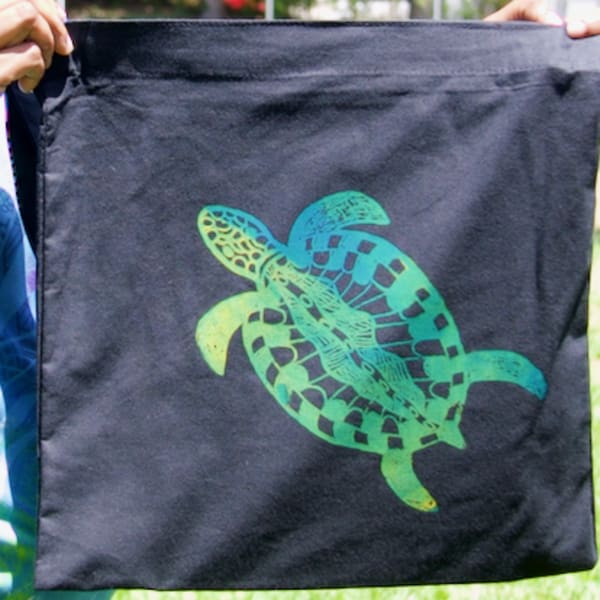Ombre Sea Turtle Cloth Bag